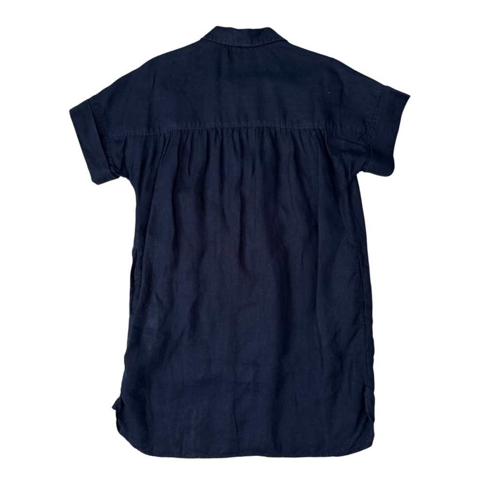 J.Crew Relaxed Linen Shirt Dress Navy Medium Petite - Picture 3 of 8